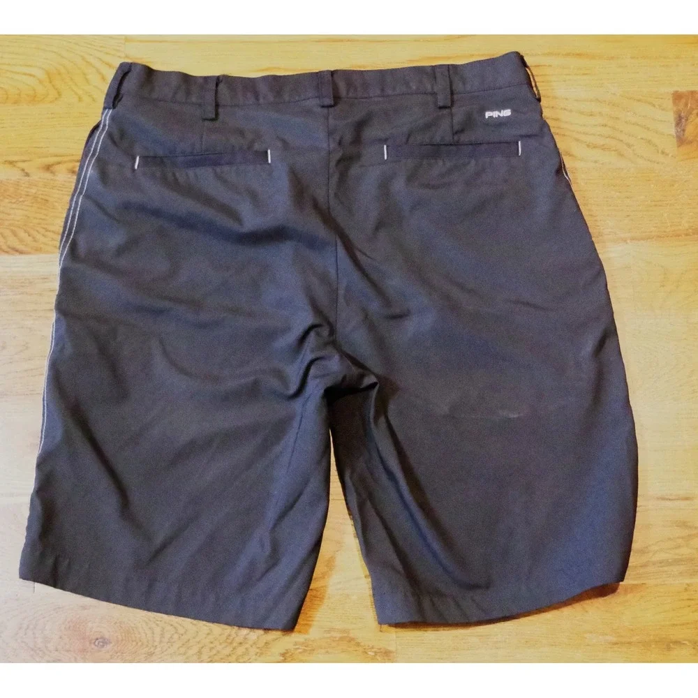 Ping Mens Golf Shorts Black Performance Flat Front Contrast Stitch Size 34